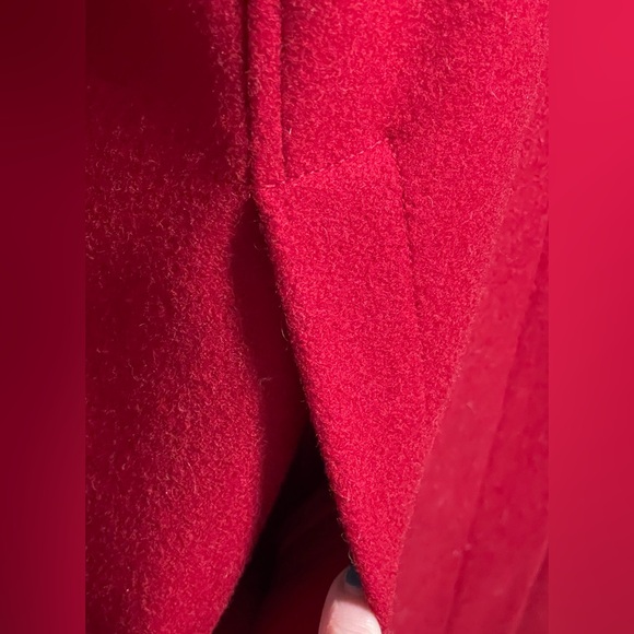 Vintage Braefair Red Wool Coat Black Faux Fur Collar Old Money Retro Size 14 - Picture 3 of 11